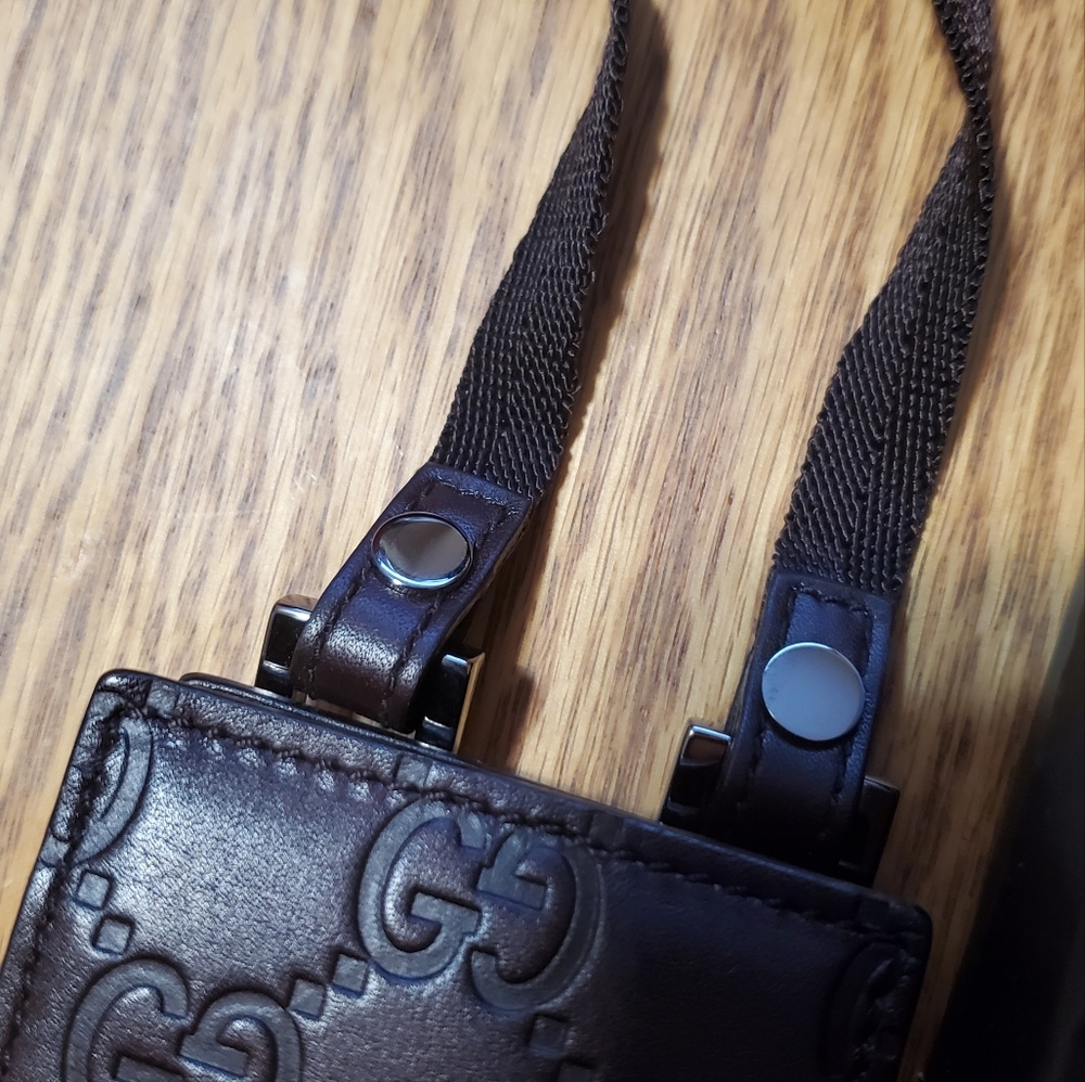 NEW GUCCI Monogram Leather Micro Bag Shoulder Strap Brown Leather from pNeimans - Picture 5 of 11